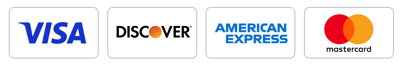 Visa, Mastercard, Amex, Discover